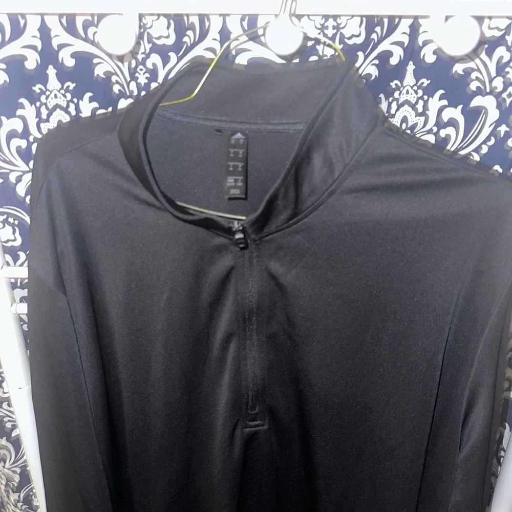 Adidas 3 Stripe  1/4 Zip - Black - Mens XL Arm Logo Blackout‎